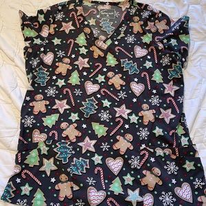 Christmas scrub top